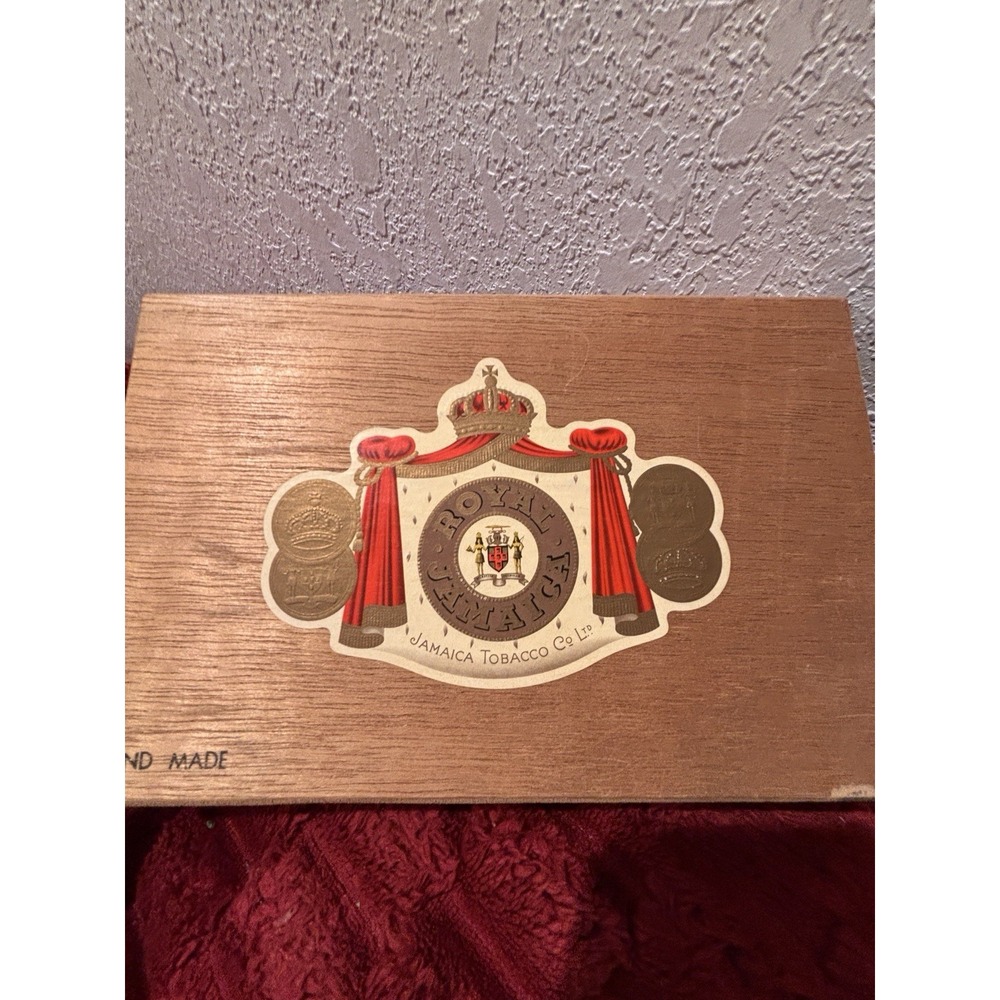 Royal Jamaica Petit Coronas Empty Cigar Box Natural Wood Hinged Lids 9x5.75